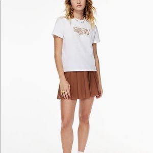 Aritzia Sunday Best Pleated Skirt in Brown.